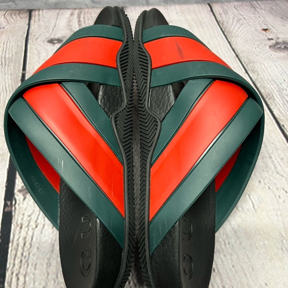 Gucci Rubber Slide Sandals With Web - Picture 8 of 12